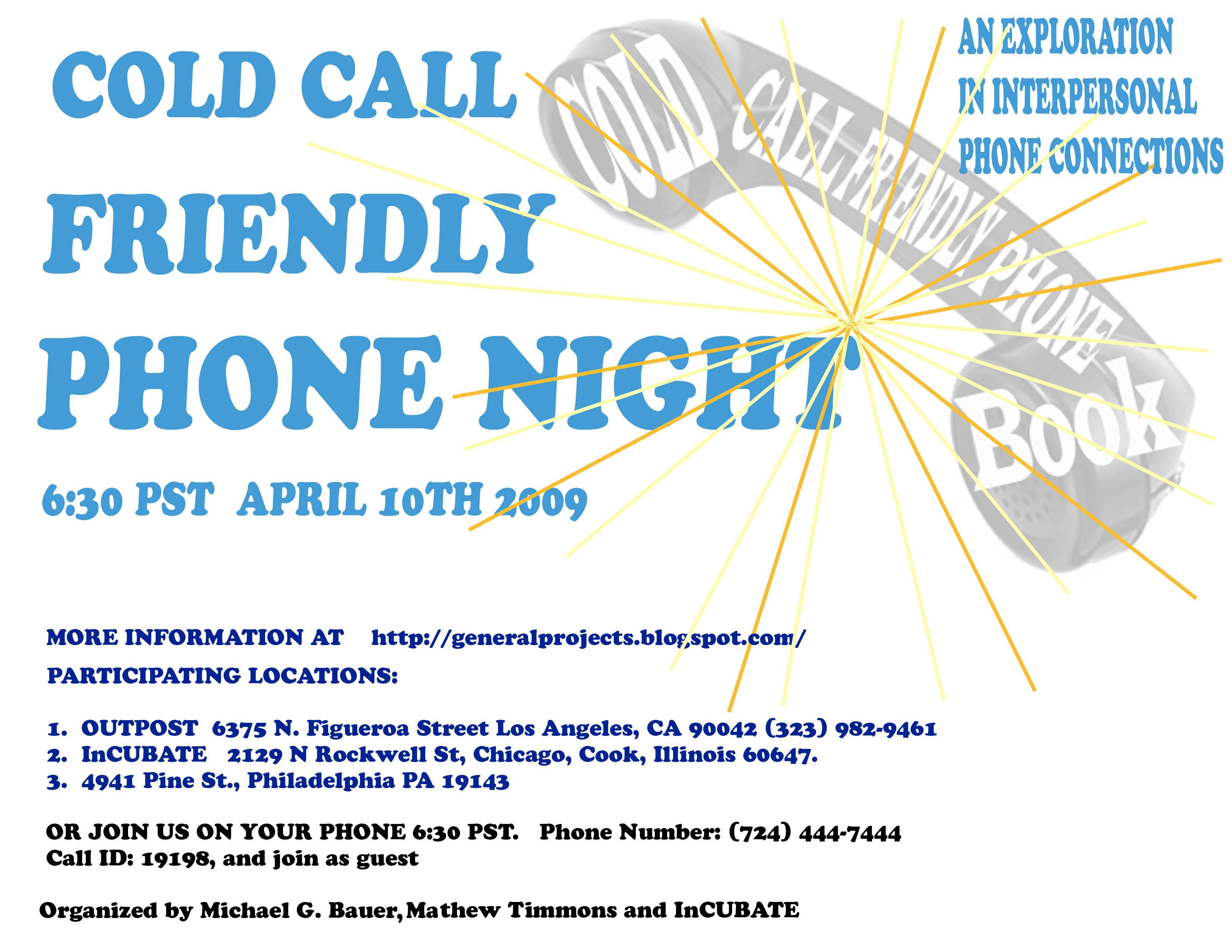 Potluck chat: about Cold Call Friendly Phone Night - Apr 14 2009