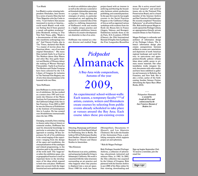 Potluck chat: Pickpocket Almanack @ SFMoMA